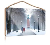 Plain Wood Signs for Crafts A Couple Walks Down A Snowy Path Towards A Monument Fall Front Door Decor Funny Hunting Gifts(15X28CM)