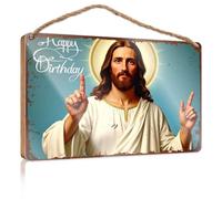 Plain Wood Signs for Crafts Happy Birthday Jesus Fall Front Door Decor Funny Hunting Gifts(23X35CM)