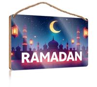 Plain Wood Signs for Crafts Ramadan Kareem, May Blessings Fill Your Home Fall Front Door Decor Funny Hunting Gifts(23X35CM)