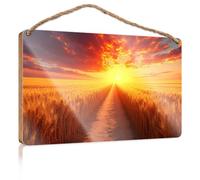 Plain Wood Signs for Crafts Sunset Over Golden Wheat Field Fall Front Door Decor Funny Hunting Gifts(15X28CM)