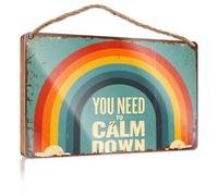 Plain Wood Signs for Crafts You Need to Calm Down Fall Front Door Decor Funny Hunting Gifts(20X30CM)