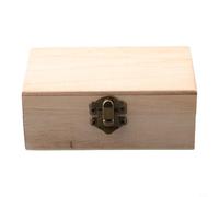 Plain Wood Square Hinged Storage Box with Strong Latch and Precision Cut Finish for Craft Projects Keepsakes and Personalization (S)