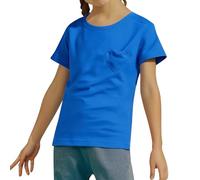 Plain Yellow T Shirt Kids Girls Summer Short Sleeve Blouse Casual Tee Top with Heart Pocket for Daily Wear (Blue, 4-5 Years)