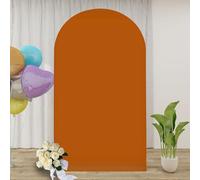 PlainBurnt Orange Color Burnt Orange Color 7.2FT Wedding Arch Cover Spandex Fitted Fabric Round Top Stretchy Backdrop Stand Covers for Wedding Birthday Party Decoration