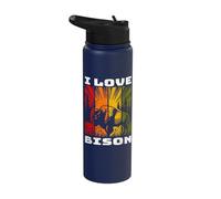 Plains Bison Retro Bison I Love Bison Stainless Steel Insulated Water Bottle