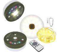 plainshe 10m Retractable Camping String Lights,USB Rechargeable,1800mAh Battery,9 Lighting Modes,IP44 SplashProof, Stowable Portable for Camping,Tents,RV,Garden (Warm White/USB Charge, 10m)