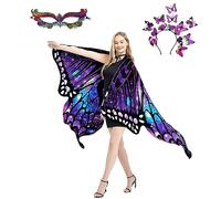 plainshe Butterfly Wings Double-Sided, Fairy Wings for Adults, Halloween Costumes for Women, 3PCS Butterfly Cape Set (Double-Sided 16)