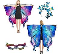 plainshe Butterfly Wings Double-Sided, Fairy Wings for Adults, Halloween Costumes for Women, 3PCS Butterfly Cape Set (Double-Sided 9)