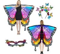 plainshe Butterfly Wings Double-Sided, Fairy Wings for Adults, Halloween Costumes for Women, 3PCS Butterfly Cape Set (Double-Sided 15)