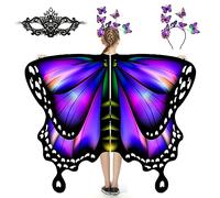 plainshe Butterfly Wings for Girls, Butterfly Costume for Halloween, Fairy Wing Kids, 3PCS Butterfly Cape Set (Violet)