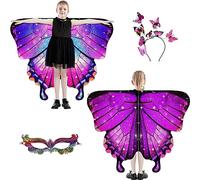 Plainshe Butterfly Wings for Girls, Double-Sided Fairy Wing, Kids Butterfly Costume for Halloween, 3PCS Cape Set (Double-Sided 8)