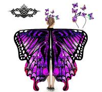 Plainshe Butterfly Wings for Girls - Halloween Costume, Fairy Wing Kids, 3PCS Cape Set (#022)