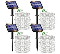 plainshe Solar String Lights Outdoor Garden, 15m 150LED Copper Wire Fairy Lights with 8 Modes, Waterproof Solar Powered LED Lights for Patio, Wedding & Party Decor (4P White)
