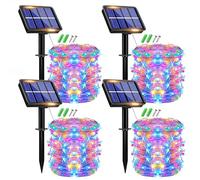 plainshe Solar String Lights Outdoor Garden, 15m 150LED Copper Wire Fairy Lights with 8 Modes, Waterproof Solar Powered LED Lights for Patio, Wedding & Party Decor (4P Multi-Coloured)