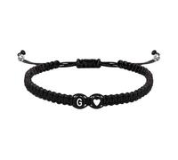 Plaited Initial Bracelets for Men Adjustable Alphabet Letter Heart Charm