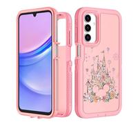 Plakill for Samsung Galaxy A15 5G Phone Case - Women Girls Cute Cover Girly Aesthetic Kawaii Unique Design Floral Castle Flower Heavy Duty Shockproof Protective Case for Galaxy A15 5G 6.5 Inch