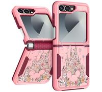 Plakill for Samsung Galaxy Z Flip 6 Case - Women Girls Cute Phone Cover Girly Aesthetic Kawaii Unique Design Floral Castle Flower Heavy Duty Shockproof Protective for Galaxy Z Flip 6 Case 6.7 Inch