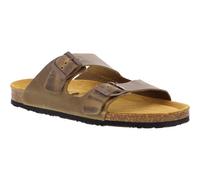 Plakton Arizona Malaga Mens Adjustable Leather Footbed Sandals Green Size 8