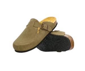 Plakton | Blogg | Afelpado Suede | Women's | Cork Footbed Clogs | Light Kaki UK 6
