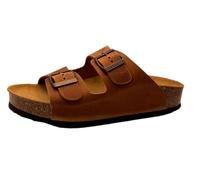PLAKTON Double Buckle Sandals Cushioned Cork Footbed Distressed Leather and Suede Lining 3 Colours (Chestnut Brown, UK Footwear Size System, Adult, Women, Numeric, Medium, 6.5)