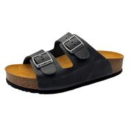 PLAKTON Double Buckle Sandals Cushioned Cork Footbed Distressed Leather and Suede Lining 3 Colours (Marine Navy, UK Footwear Size System, Adult, Women, Numeric, Medium, 6.5)