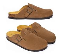 PLAKTON Mens Blog Mule Sandals - Suede/Light Brown - 9