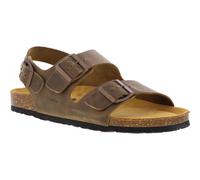 Plakton Milano Malaga Mens Adjustable Leather Footbed Sandals Kaki Green Size 8-