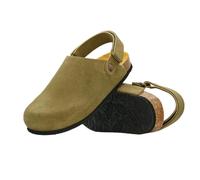 Plakton | Oslo | Afelpado Suede | Women's | Backstrap Clogs | Light Kaki UK 5.5