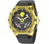 PLALZDS Men's Watches Sport Outdoor Waterproof Military Watch Multi Function LED Face Alarm Stopwatch Watch for Men with Gift Box Model 8092, Black and Gold