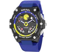 PLALZDS Men's Watches Sport Outdoor Waterproof Military Watch Multi Function LED Face Alarm Stopwatch Watch for Men with Gift Box Model 8092, blue