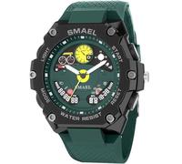 PLALZDS Men's Watches Sport Outdoor Waterproof Military Watch Multi Function LED Face Alarm Stopwatch Watch for Men with Gift Box Model 8092, black/green