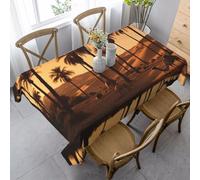 Plam Tree And Sunset Rectangle Tablecloth 35x55 Inch, Washable Reusable Farmhouse Table Cloths Wrinkle Free And Spillproof Kitchen Dinning Table Cover For Party Wedding Picnic Home Decor Tablecloths