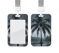 Plam Tree Heavy Duty Id Card Badge Holder Plastic Name Tag Badge Holder with Clear Window Waterproof Card Protector Sleeve for Nurse Doctor Teacher Office Employee