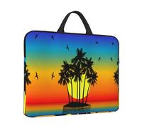 Plam Tree Tropical Island At Sunset Print Protective 14 Inch Laptop Case,Laptop Sleeve With Handle Compatible,Carrying Computer Bag