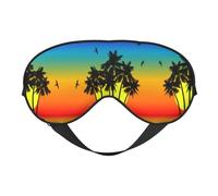 Plam Tree Tropical Island At Sunset Print Satin Sleep Mask & Eye Mask | Deep Dream Sleep Masks for Women & Men | Soft Sleeping Eye Mask to Nourish Skin
