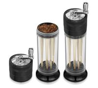 PLAMAKER Spice Mill 3-in-1 Hand Crank Loader Roller Crusher Filler with Magnetic Lid - Zinc Alloy Flower Buds Grinding and Storage in Black