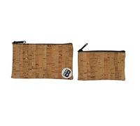 Plan B, Coin Purse X2 Cork, Set of 2 Coin Pouches, Sizes14 x 8 cm and 11 x 6 cm, Light Brown