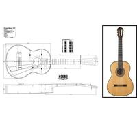 Plan of a 1967 Hermann Hauser II Classical Guitar - Full Scale Print