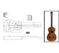 Plan of a vintage Martin-style Parlor (Parlour) Acoustic Guitar - Full Scale Print
