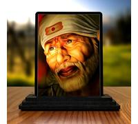 Plan To Gift Wood Sai Baba Idol, 10 cm x 12 cm x 1 cm, Multicolour