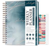 PLANBERRY Large Hourly Schedule Planner Premium - Undated Hourly Schedule & Budget Organizer for Time Management - Productivity Journal with Habit Tracker - 20 x 27cm Hardcover (Ocean Depths)