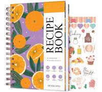 PLANBERRY Recipe Book, Blank Cook Journal, Orange Fresh | 14 x 21 cm, 60 recipes, Do it yourself cookbook to write in your own recipes, Meal planner notebook for men & women
