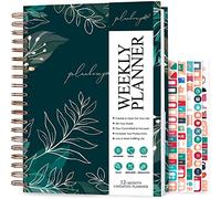 PLANBERRY Weekly Planner Large - Elegant Life & Budget Planner to Hit Your Goals & Live Happier - Organizer & Productivity Journal - 20x27cm Hardcover, Undated + Stickers Green Pastures