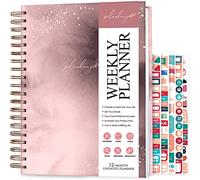 PLANBERRY Weekly Planner Large - Elegant Life & Budget Planner to Hit Your Goals & Live Happier - Organizer & Productivity Journal - 20x27cm Hardcover, Undated + Stickers (Rose Gold)