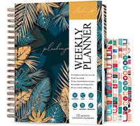 PLANBERRY Weekly Planner Large - Elegant Life & Budget Planner to Hit Your Goals & Live Happier - Organizer & Productivity Journal - 20x27cm Hardcover, Undated + Stickers Tropical Forest