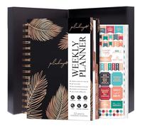 PLANBERRY Weekly Planner Premium, Undated, Goals, Budget, Onyx Black
