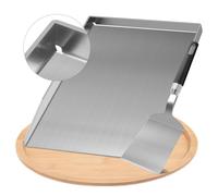 Plancha Grill Plate 28 x 20 cm Solid Stainless Steel with Spatula, Grill Plate for Gas and Charcoal Grill, BBQ Accessories Gift for Men