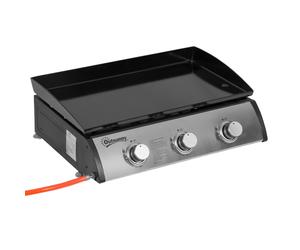 Plancha Grill Stainless Steel Silver Enamel 61x48.5x21cm 3-Burner Portable Gas.