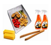 Plancha Set 30 x 20 cm with Serving Edge, Compatible with Weber Traveler