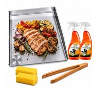 Plancha Set 30 x 40 cm, Reversible Edge, Compatible with Weber Kettle Barbecue 57